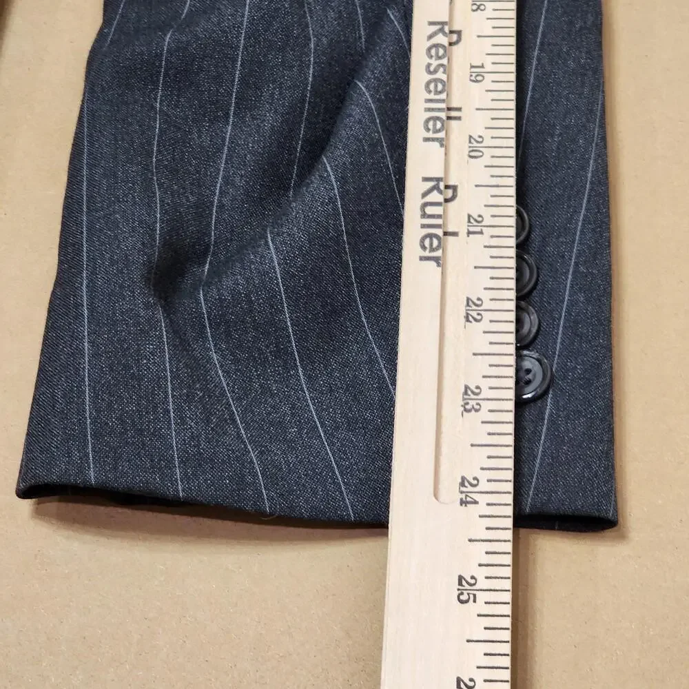 Oscar De La Renta Suit Jacket Mens 40 Gray Wool Pinstripe Two Button Blazer